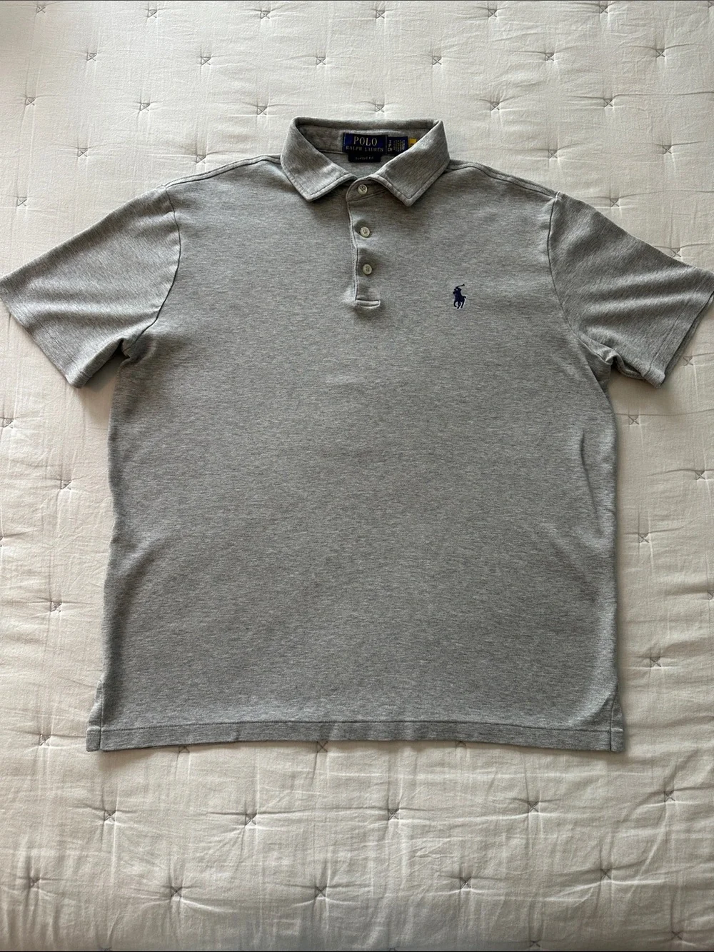 Polo by Ralph Lauren Light Gray Polo with Navy Pony Embroidery
